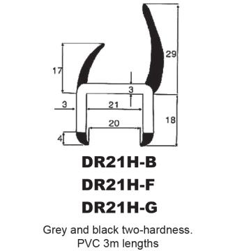 P.V.C SECTIONS - DUROMETER DOOR SEAL - (LIGHT GREY)