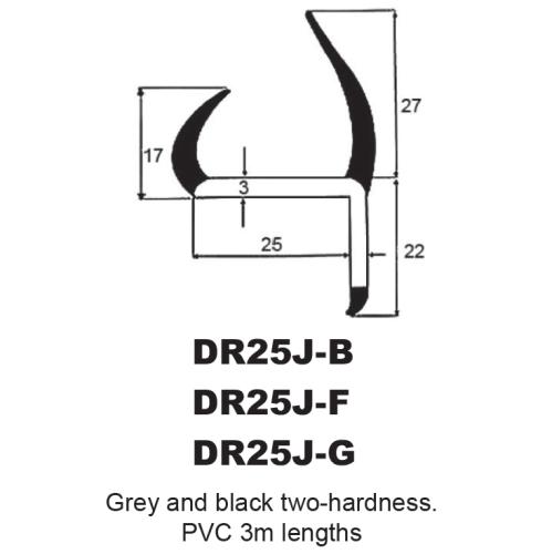 P.V.C SECTIONS - DUROMETER DOOR SEAL - (GREY/D GREY)