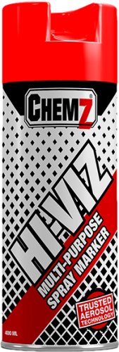 CHEMZ HI-VIZ RED MARKER SPRAY UPSIDE DOWN
